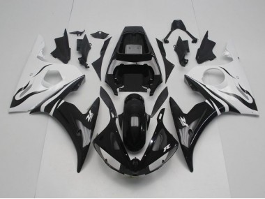 Black and White 03-05 YZF R6 Motorcycle Fairings