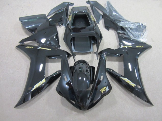 Black with Gold Decal 02-03 YZF R1 Motorcycle Fairings Black with Gold Decal 02-03 YZF R1 Motorcycle Fairings