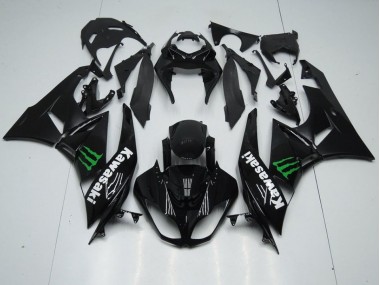 Black with Monster 09-12 ZX6R Motorcycle Fairings