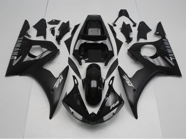 Black with Silver Decals 03-05 YZF R6 Motorcycle Fairings Black with Silver Decals 03-05 YZF R6 Motorcycle Fairings