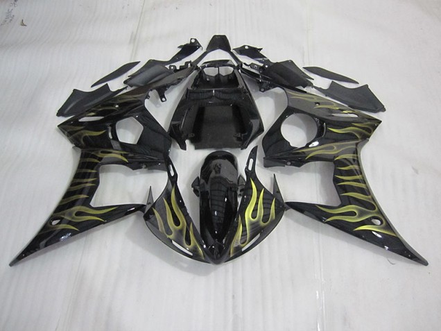 Black with Yellow Flame 03-05 YZF R6 Motorcycle Fairings Black with Yellow Flame 03-05 YZF R6 Motorcycle Fairings