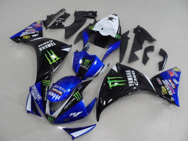 Blue Black Monster 09-11 YZF R1 Motorcycle Fairings Blue Black Monster 09-11 YZF R1 Motorcycle Fairings