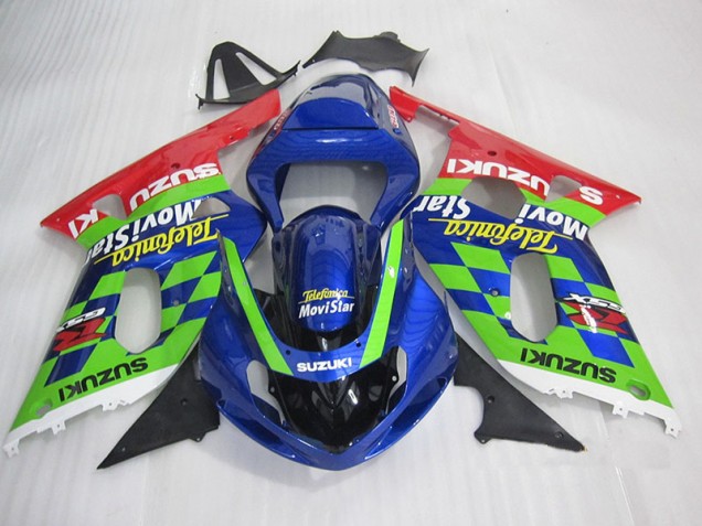 Blue Green Red Telefumia Movistar 01-03 GSXR 600 Motorcycle Fairings Blue Green Red Telefumia Movistar 01-03 GSXR 600 Motorcycle Fairings
