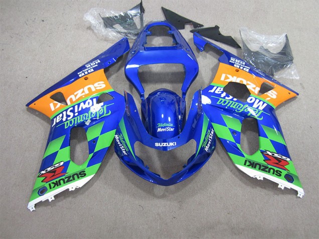 Blue Green Telefumia Movistar 01-03 GSXR 600 Motorcycle Fairings Blue Green Telefumia Movistar 01-03 GSXR 600 Motorcycle Fairings