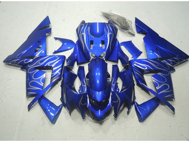 Blue White Flame 03-05 ZX10R Motorcycle Fairings