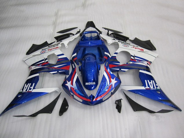 Blue White Motul Fiat 03-05 YZF R6 Motorcycle Fairings Blue White Motul Fiat 03-05 YZF R6 Motorcycle Fairings