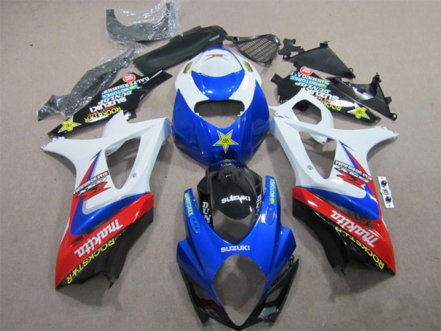 Blue White Rockstar 07-08 GSXR 1000 Motorcycle Fairings