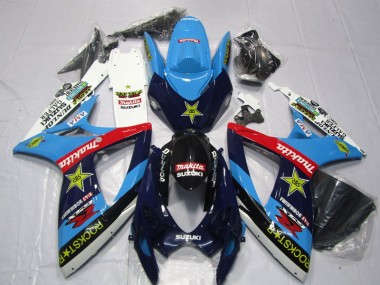 Blue White Rockstar Makita 06-07 GSXR 600 Motorcycle Fairings