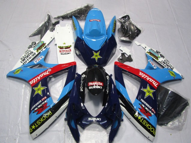 Blue White Rockstar Makita 06-07 GSXR 600 Motorcycle Fairings Blue White Rockstar Makita 06-07 GSXR 600 Motorcycle Fairings