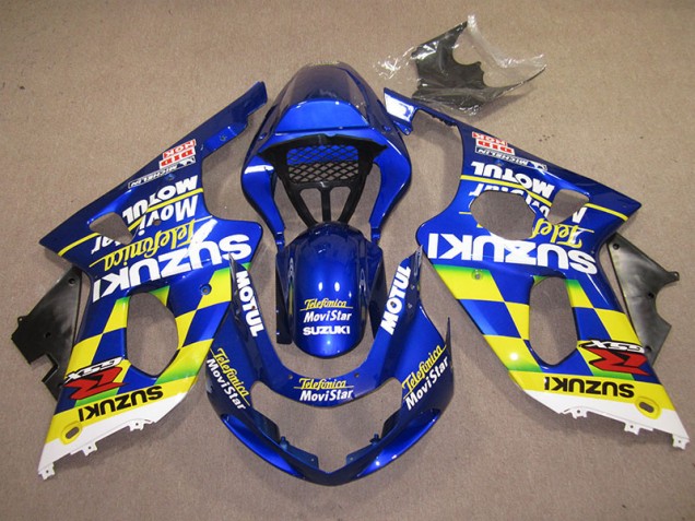 Blue Yellow Telefumica Movistar 00-02 GSXR 1000 Motorcycle Fairings Blue Yellow Telefumica Movistar 00-02 GSXR 1000 Motorcycle Fairings