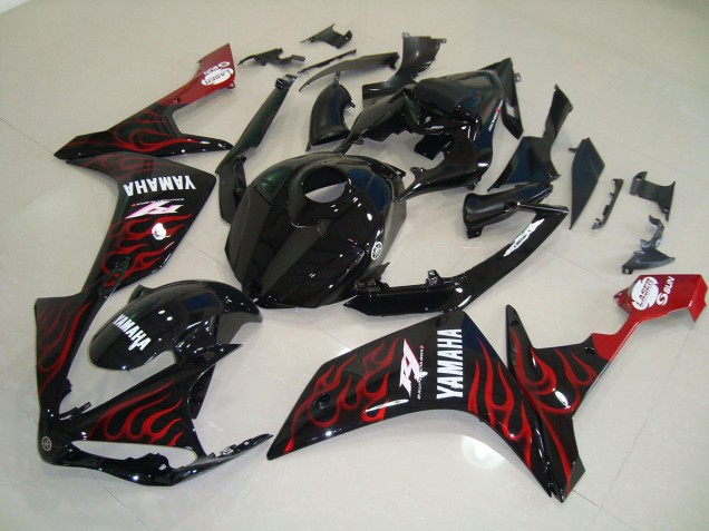 Glossy Black Flame 07-08 YZF R1 Motorcycle Fairings