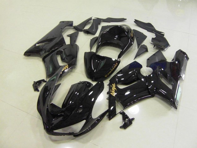 Glossy Black Gold Decals 05-06 ZX6R Motorcycle Fairings Glossy Black Gold Decals 05-06 ZX6R Motorcycle Fairings