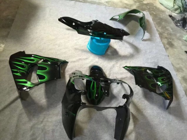 Glossy Black Green Flame 02-03 ZX9R Motorcycle Fairings Glossy Black Green Flame 02-03 ZX9R Motorcycle Fairings