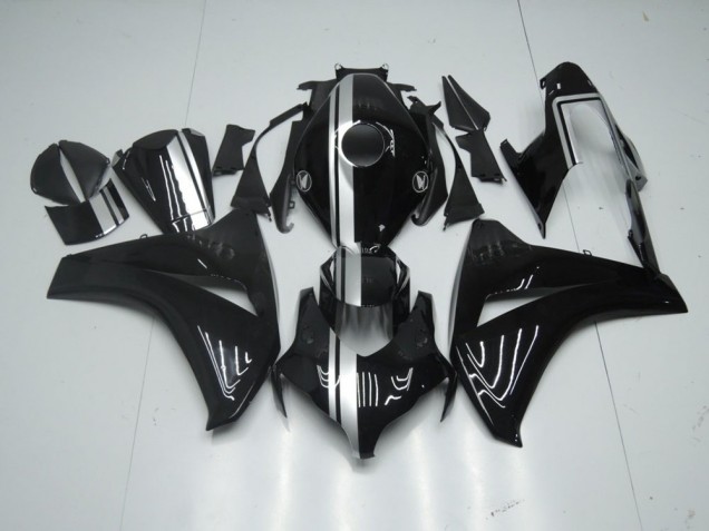 Glossy Black with Silver Stripe 08-11 CBR1000RR Motorcycle Fairings Glossy Black with Silver Stripe 08-11 CBR1000RR Motorcycle Fairings