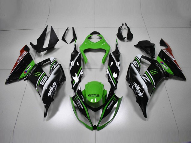 Green Black White 13-18 ZX6R Motorcycle Fairings Green Black White 13-18 ZX6R Motorcycle Fairings