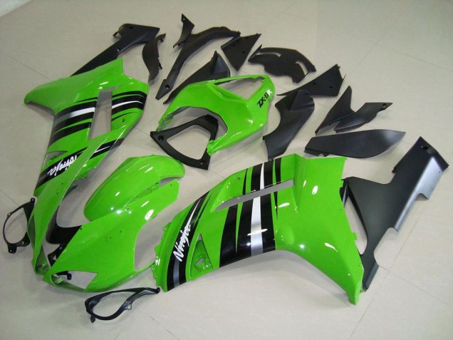 Green and Silver Stripe 07-08 ZX6R Motorcycle Fairings Green and Silver Stripe 07-08 ZX6R Motorcycle Fairings