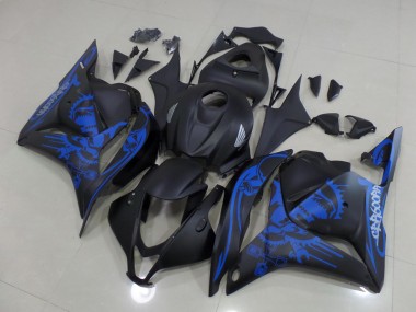 Matte Black Blue Skull 09-12 CBR600RR Motorcycle Fairings