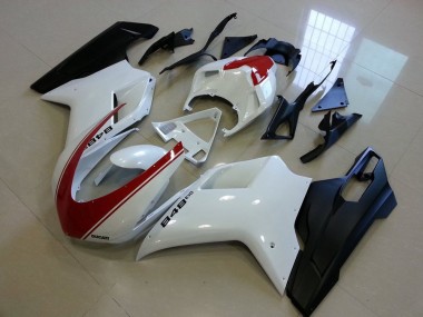 Matte Black White with Red Stripe 07-14 Ducati 848 1098 1198 Motorcycle Fairings