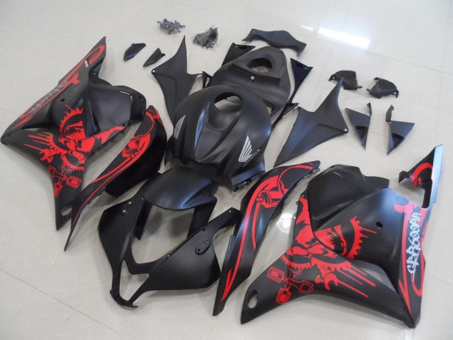 Matte Black with Red Skull 09-12 CBR600RR Motorcycle Fairings Matte Black with Red Skull 09-12 CBR600RR Motorcycle Fairings