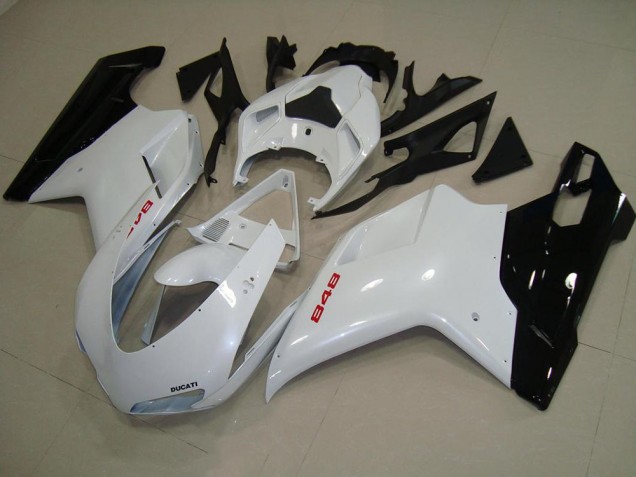 Pearl White Black 07-14 Ducati 848 1098 1198 Motorcycle Fairings Pearl White Black 07-14 Ducati 848 1098 1198 Motorcycle Fairings