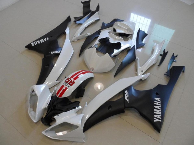 Pearl White and Black 58 Sic 08-16 YZF R6 Motorcycle Fairings Pearl White and Black 58 Sic 08-16 YZF R6 Motorcycle Fairings