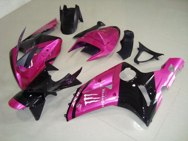 Pink Black Monster 03-04 ZX6R Motorcycle Fairings Pink Black Monster 03-04 ZX6R Motorcycle Fairings