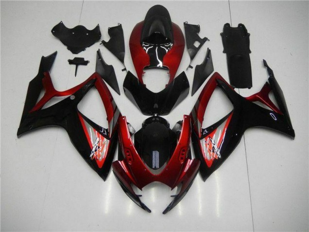 Red Black 06-07 GSXR 600/750 Motorcycle Fairings Red Black 06-07 GSXR 600/750 Motorcycle Fairings