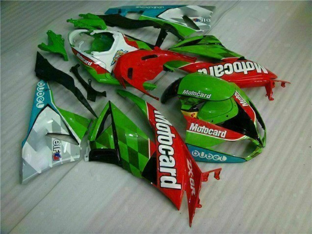 Red Green Motocard 09-12 ZX6R Motorcycle Fairings