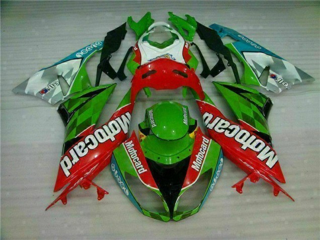 Red Green Motocard 09-12 ZX6R Motorcycle Fairings