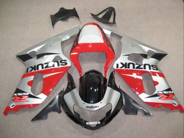 Red Silver 01-03 GSXR 600 Motorcycle Fairings