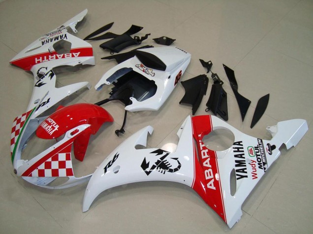 Red White 03-05 YZF R6 Full Motorcycle Fairing Kits