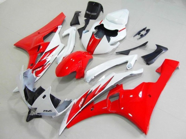 Red White 06-07 YZF R6 Motorcycle Fairing Kits & Plastic