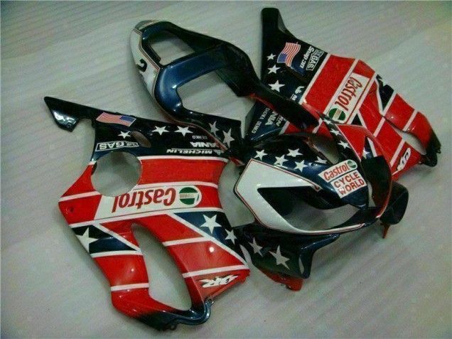 Red White Blue Castrol Cycle World 01-03 CBR600 F4i Motorcycle Fairings Red White Blue Castrol Cycle World 01-03 CBR600 F4i Motorcycle Fairings