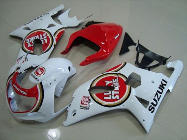 Red White Lucky Strike 01-03 GSXR 750 Motorcycle Fairings