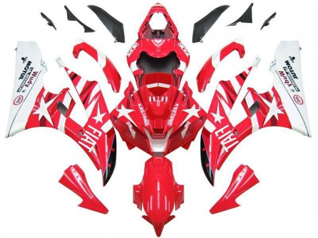 Red White Star Fiat 06-07 YZF R6 Motorcycle Fairings
