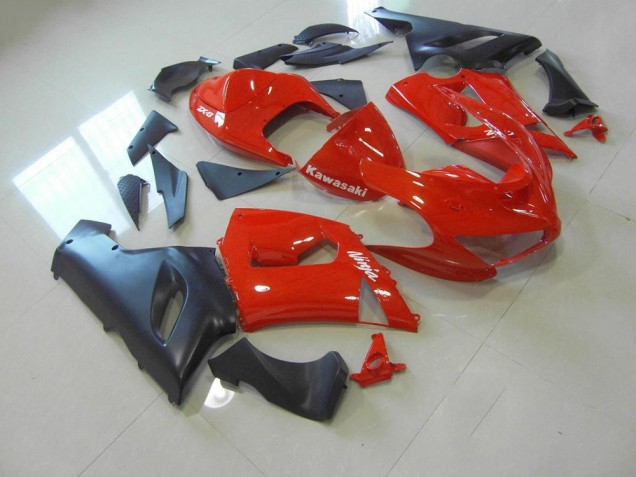 Red and Matte Black 05-06 ZX6R Motorcycle Fairings