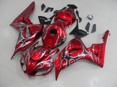 Red with Black Grey Flame 06-07 CBR1000RR Motorcycle Fairings