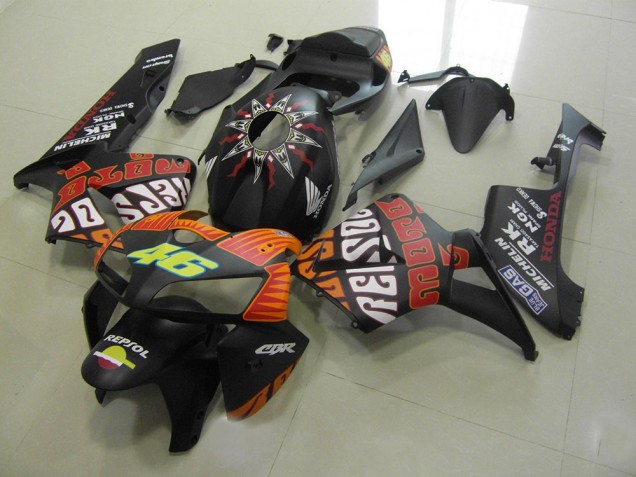 Rossi Matte Black 05-06 CBR600RR Motorcycle Fairings