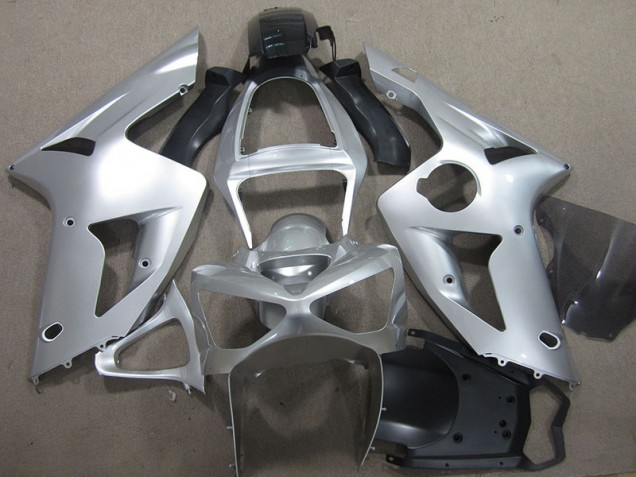 Silver 03-04 ZX6R Motorcycle Fairings Silver 03-04 ZX6R Motorcycle Fairings