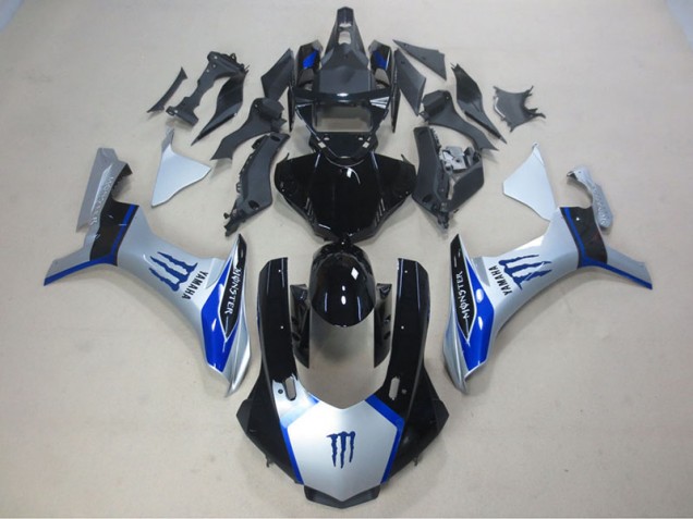 Silver Black Blue Monster 15-19 YZF R1 Motorcycle Fairings Silver Black Blue Monster 15-19 YZF R1 Motorcycle Fairings