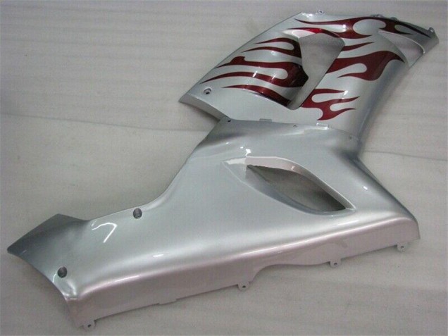 Silver Red Flames 05-06 ZX6R Motorcycle Fairings Silver Red Flames 05-06 ZX6R Motorcycle Fairings