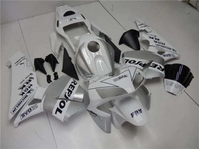 Silver White Black Repsol 03-04 CBR600RR Motorcycle Fairings Silver White Black Repsol 03-04 CBR600RR Motorcycle Fairings