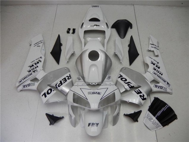 Silver White Black Repsol 03-04 CBR600RR Motorcycle Fairings Silver White Black Repsol 03-04 CBR600RR Motorcycle Fairings
