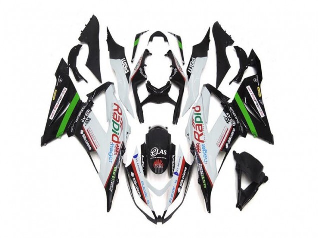 White Black 13-18 ZX6R Motorcycle Fairings White Black 13-18 ZX6R Motorcycle Fairings