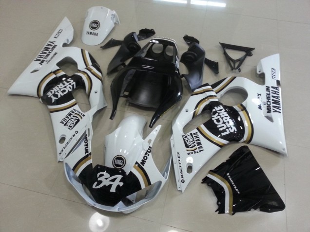 White Black 98-02 YZF R6 Motorcycle Fairings White Black 98-02 YZF R6 Motorcycle Fairings