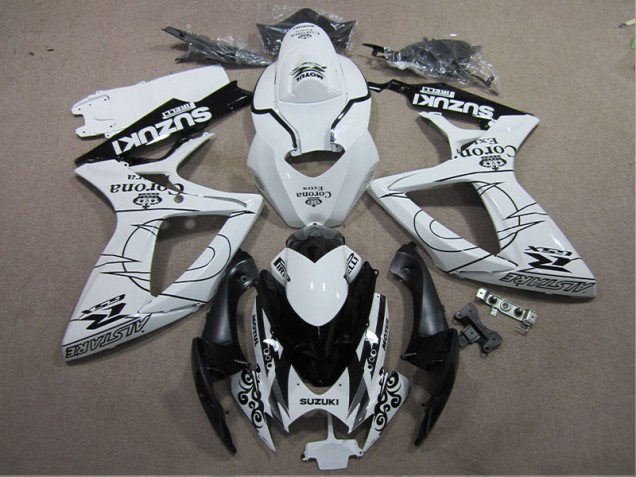 White Black Corona Extra 06-07 GSXR 600 Motorcycle Fairings White Black Corona Extra 06-07 GSXR 600 Motorcycle Fairings