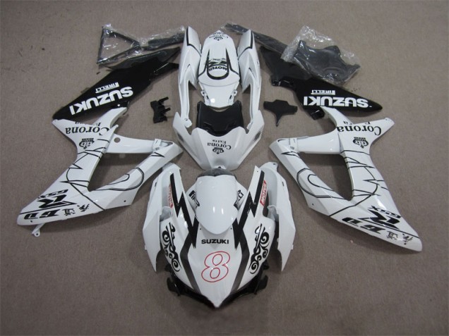 White Black Corona Extra Motul 8 08-10 GSXR 600 Motorcycle Fairings White Black Corona Extra Motul 8 08-10 GSXR 600 Motorcycle Fairings