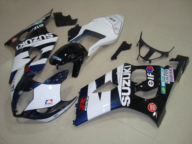 White Black Elf 03-04 GSXR 1000 Motorcycle Fairings White Black Elf 03-04 GSXR 1000 Motorcycle Fairings