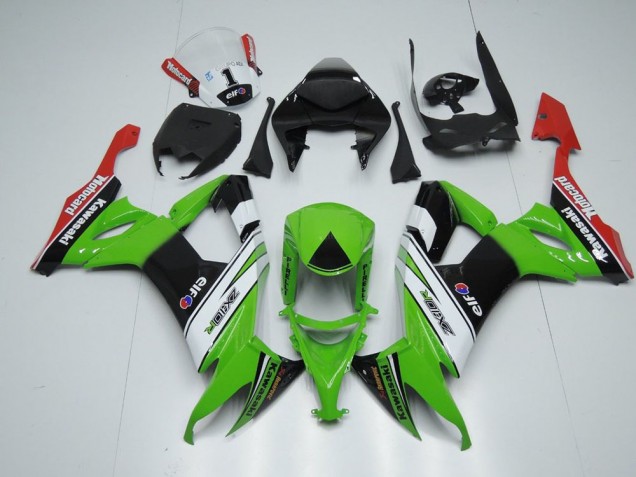 White Black and Green 08-10 ZX10R Motorcycle Fairings White Black and Green 08-10 ZX10R Motorcycle Fairings