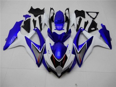 White Blue 08-10 GSXR 600/750 Motorcycle Fairings
